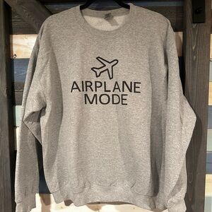 Gildan Gray 'Airplane Mode' Crewneck Sweater